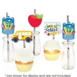 Big Dot Of Happiness Back To School - Paper Straw Decor - First Day Of School Classroom Striped Decorative Straws - Set Of 24 -Nursery Decor Store GUEST d5df994b 6946 4756 8d6b 9d80b468b36a