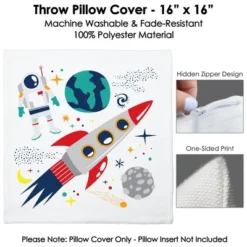Big Dot Of Happiness Blast Off To Outer Space - Rocket Ship Baby Shower Or Birthday Home Decorative Cushion Case - Throw Pillow Cover - 16 X 16 Inches -Nursery Decor Store GUEST d608692f 2b8d 48d7 b8ca 75ac2631bb94