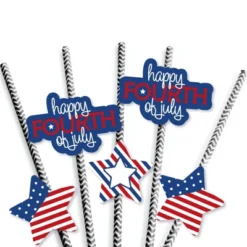 Big Dot Of Happiness 4th Of July Paper Straw Decor - Striped Decorative Straws For Independence Day - Set Of 24 -Nursery Decor Store GUEST d8ee97ea 0f8e 46c7 a96d 39cd130b26d0