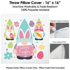 Big Dot Of Happiness Easter Gnomes - Spring Bunny Party Home Decorative Canvas Cushion Case - Throw Pillow Cover - 16 X 16 Inches -Nursery Decor Store GUEST d8ffc0ed 5236 4cf3 8bad 96bb537c7f7e