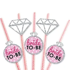 Big Dot Of Happiness Bride-to-Be Paper Straw Decor - Bridal Shower & Classy Bachelorette Party Striped Decorative Straws - Set Of 24 -Nursery Decor Store GUEST d96918ef 6b41 4a29 84e3 688f55942228