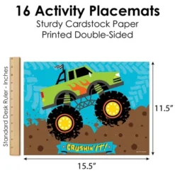 Big Dot Of Happiness Smash And Crash - Monster Truck - Paper Boy Birthday Party Coloring Sheets - Activity Placemats - Set Of 16 -Nursery Decor Store GUEST d9943e80 b132 4278 9187 79022b959e48