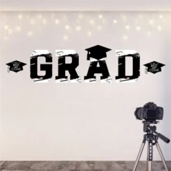 Big Dot Of Happiness Black And White Graduation Party Decor - Vinyl Wall Decals - Grad