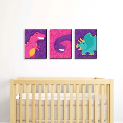 Big Dot Of Happiness Roar Dinosaur Girl - Dino Mite T-Rex Nursery Wall Art And Kids Room Decorations - Gift Ideas - 7.5 X 10 Inches - Set Of 3 Prints 1 Big Dot Of Happiness Roar Dinosaur Girl - Dino Mite T-Rex Nursery Wall Art And Kids Room Decorations - Gift Ideas - 7.5 X 10 Inches - Set Of 3 Prints