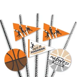 Big Dot Of Happiness Basketball - Let The Madness Begin - Paper Straw Decor - College Basketball Party Striped Decorative Straws - Set Of 24 -Nursery Decor Store GUEST db057a10 248e 4431 a8a1 4bb5f082bfd3
