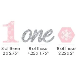 Big Dot Of Happiness Pink Onederland - Paper Straw Decor - Holiday Snowflake Winter Wonderland Birthday Party Striped Decorative Straws - Set Of 24