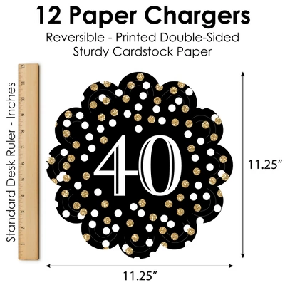 Big Dot Of Happiness Adult 40th Birthday - Gold - Birthday Party Round Table Decorations - Paper Chargers - Place Setting For 12 5 Big Dot Of Happiness Adult 40th Birthday - Gold - Birthday Party Round Table Decorations - Paper Chargers - Place Setting For 12 - Image 5