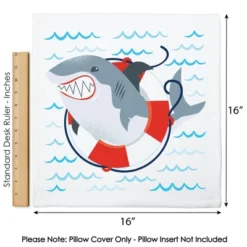 Big Dot Of Happiness Shark Zone - Jawsome Shark Party Or Birthday Party Home Decorative Canvas Cushion Case - Throw Pillow Cover - 16 X 16 Inches -Nursery Decor Store GUEST de1ea884 abe4 4317 9cea f1f4b6a18a63