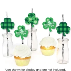 Big Dot Of Happiness Shamrock St. Patrick’s Day - Paper Straw Decor - Saint Patty’s Day Party Striped Decorative Straws - Set Of 24 -Nursery Decor Store GUEST dec93330 9fd8 4246 be10 687f1978d3eb
