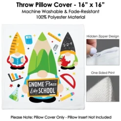 Big Dot Of Happiness School Gnomes - Teacher And Classroom Home Decorative Canvas Cushion Case - Throw Pillow Cover - 16 X 16 Inches -Nursery Decor Store GUEST e0d4b82f 6460 4185 b1ee 5a5f6acc2847
