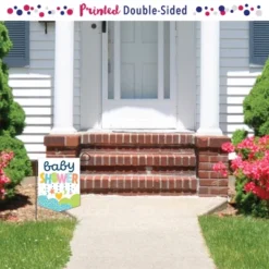 Big Dot Of Happiness Colorful Baby Shower - Outdoor Home Decorations - Double-Sided Gender Neutral Party Garden Flag - 12 X 15.25 Inches