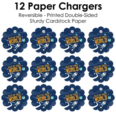Big Dot Of Happiness Blast Off To Outer Space Rocket Ship Baby Shower Or Birthday Party Round Table Decorations - Paper Chargers Place Setting For 12 4 Big Dot Of Happiness Blast Off To Outer Space Rocket Ship Baby Shower Or Birthday Party Round Table Decorations - Paper Chargers Place Setting For 12 - Image 4