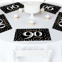Big Dot Of Happiness Adult 90th Birthday - Gold - Party Table Decorations - Birthday Party Placemats - Set Of 16