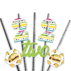 Big Dot Of Happiness Taco Twosday - Paper Straw Decor - Fiesta Second Birthday Party Striped Decorative Straws - Set Of 24 -Nursery Decor Store GUEST e5af3b7a a88d 4cbf 8919 4c98a399aa09