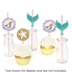 Big Dot Of Happiness Let's Be Mermaids Paper Straw Decor - Baby Shower Or Birthday Party Striped Decorative Straws - Set Of 24 -Nursery Decor Store GUEST e5ef6271 b5da 475e 9cb6 b0951e37e842