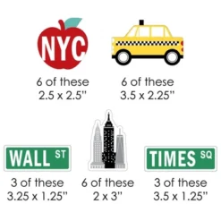 Big Dot Of Happiness NYC Cityscape - Paper Straw Decor - New York City Party Striped Decorative Straws - Set Of 24