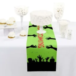 Big Dot Of Happiness Zombie Zone - Petite Halloween Or Birthday Zombie Crawl Party Paper Table Runner - 12 X 60 Inches
