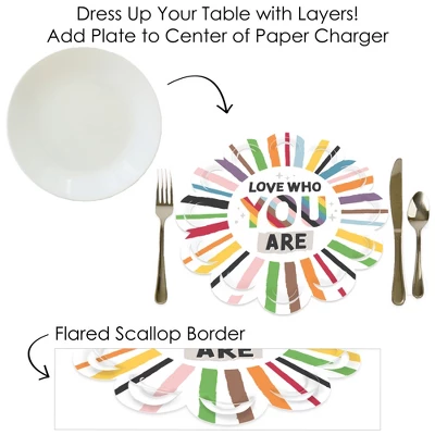 Big Dot Of Happiness So Many Ways To Be Human - Pride Party Round Table Decorations - Paper Chargers - Place Setting For 12 6 Big Dot Of Happiness So Many Ways To Be Human - Pride Party Round Table Decorations - Paper Chargers - Place Setting For 12 - Image 6