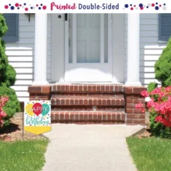 Big Dot Of Happiness Colorful Happy Birthday - Outdoor Home Decorations - Double-Sided Birthday Party Garden Flag - 12 X 15.25 Inches