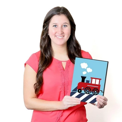 Big Dot Of Happiness Railroad Crossing - Steam Train Baby Boy Nursery Wall Art And Kids Room Decor - Gift Ideas - 7.5 X 10 Inches - Set Of 3 Prints 4 Big Dot Of Happiness Railroad Crossing - Steam Train Baby Boy Nursery Wall Art And Kids Room Decor - Gift Ideas - 7.5 X 10 Inches - Set Of 3 Prints - Image 4