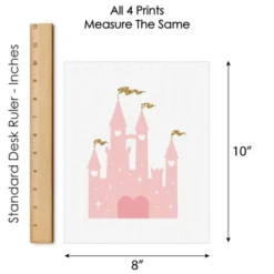 Big Dot Of Happiness Little Princess Crown - Unframed Pink & Gold Castle Nursery And Kids Room Linen Paper Wall Art - Set Of 4 Artisms - 8 X 10 Inches -Nursery Decor Store GUEST ed81874f c4e8 4d66 a617 c2f6c22a0f64