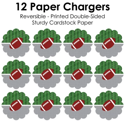 Big Dot Of Happiness End Zone - Football - Baby Shower Or Birthday Party Round Table Decorations - Paper Chargers - Place Setting For 12 4 Big Dot Of Happiness End Zone - Football - Baby Shower Or Birthday Party Round Table Decorations - Paper Chargers - Place Setting For 12 - Image 4