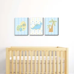 Big Dot Of Happiness Baby Boy Dinosaur - Dino Nursery Wall Art And Kids Room Decorations - Gift Ideas - 7.5 X 10 Inches - Set Of 3 Prints