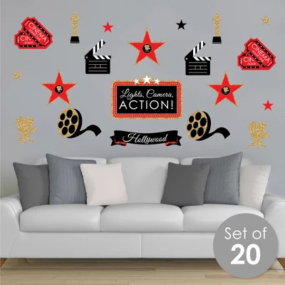 Big Dot Of Happiness Red Carpet Hollywood - Peel And Stick Movie Theater Decor Vinyl Wall Art Stickers - Wall Decals - Set Of 20 1 Big Dot Of Happiness Red Carpet Hollywood - Peel And Stick Movie Theater Decor Vinyl Wall Art Stickers - Wall Decals - Set Of 20