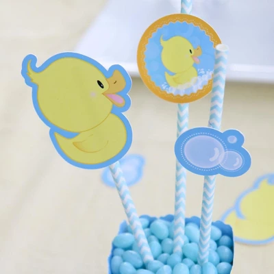 Big Dot Of Happiness Ducky Duck Paper Straw Decor - Baby Shower Or Birthday Party Striped Decorative Straws - Set Of 24 5 Big Dot Of Happiness Ducky Duck Paper Straw Decor - Baby Shower Or Birthday Party Striped Decorative Straws - Set Of 24 - Image 5