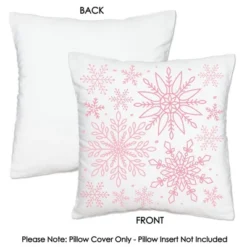 Big Dot Of Happiness Pink Winter Wonderland - Holiday Snowflake Party Home Decorative Canvas Cushion Case - Throw Pillow Cover - 16 X 16 Inches -Nursery Decor Store GUEST f33cb405 2510 43a6 8deb 24ff0b389f6c