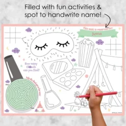 Big Dot Of Happiness Pajama Slumber Party - Paper Girls Sleepover Birthday Party Coloring Sheets - Activity Placemats - Set Of 16