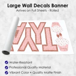 Big Dot Of Happiness Pink Rose Gold Birthday - Peel And Stick Happy Birthday Party Large Banner Wall Decals - Happy Birthday -Nursery Decor Store GUEST f8188b24 e48a 471a b020 691d2638b9ac