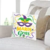 Big Dot Of Happiness Colorful Mardi Gras Mask - Masquerade Party Home Decorative Canvas Cushion Case - Throw Pillow Cover - 16 X 16 Inches