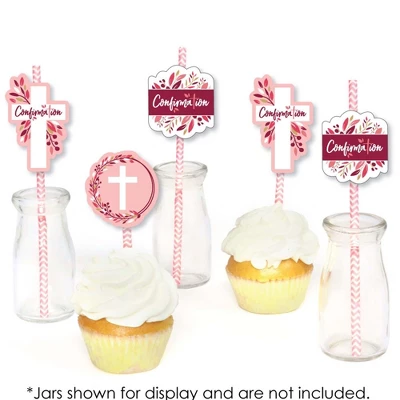 Big Dot Of Happiness Confirmation Pink Elegant Cross - Paper Straw Decor - Girl Religious Party Striped Decorative Straws - Set Of 24 3 Big Dot Of Happiness Confirmation Pink Elegant Cross - Paper Straw Decor - Girl Religious Party Striped Decorative Straws - Set Of 24 - Image 3