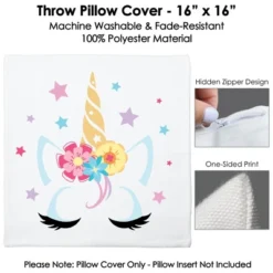 Big Dot Of Happiness Rainbow Unicorn - Magical Baby Shower Or Birthday Party Home Decorative Canvas Cushion Case - Throw Pillow Cover - 16 X 16 Inches -Nursery Decor Store GUEST fa70a0e7 6f61 4c86 890b cf12dc9fc654