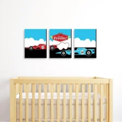 Nursery Decor Store 14 Big Dot Of Happiness Let's Go Racing - Racecar - Nursery Wall Art, Race Car Kids Room Decor & Game Room Home Decor - 7.5 X 10 Inches - Set Of 3 Prints