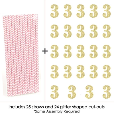 Big Dot Of Happiness Gold Glitter 3 Party Straws - No-Mess Real Gold Glitter Cut-Out Numbers & Decorative 3rd Birthday Party Paper Straws - Set Of 24 3 Big Dot Of Happiness Gold Glitter 3 Party Straws - No-Mess Real Gold Glitter Cut-Out Numbers & Decorative 3rd Birthday Party Paper Straws - Set Of 24 - Image 3